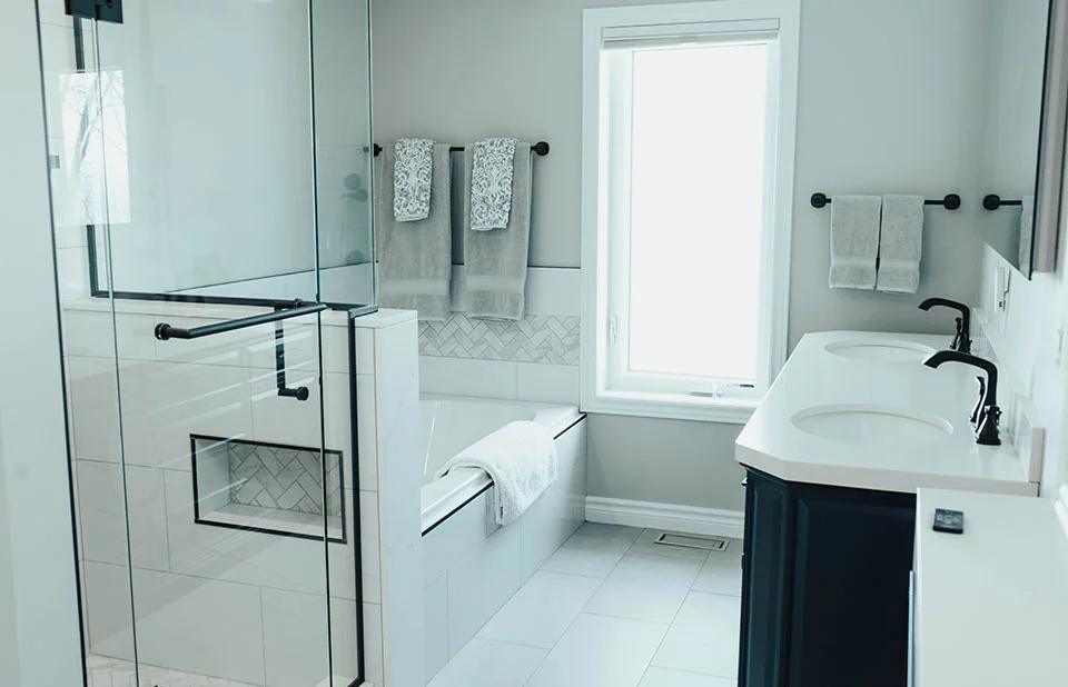 Bathroom renovation with custom vanity by Innovative Interior Consultants